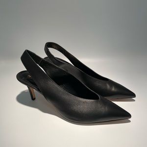 M. Gemi Leather Sling Back Kitten Heel